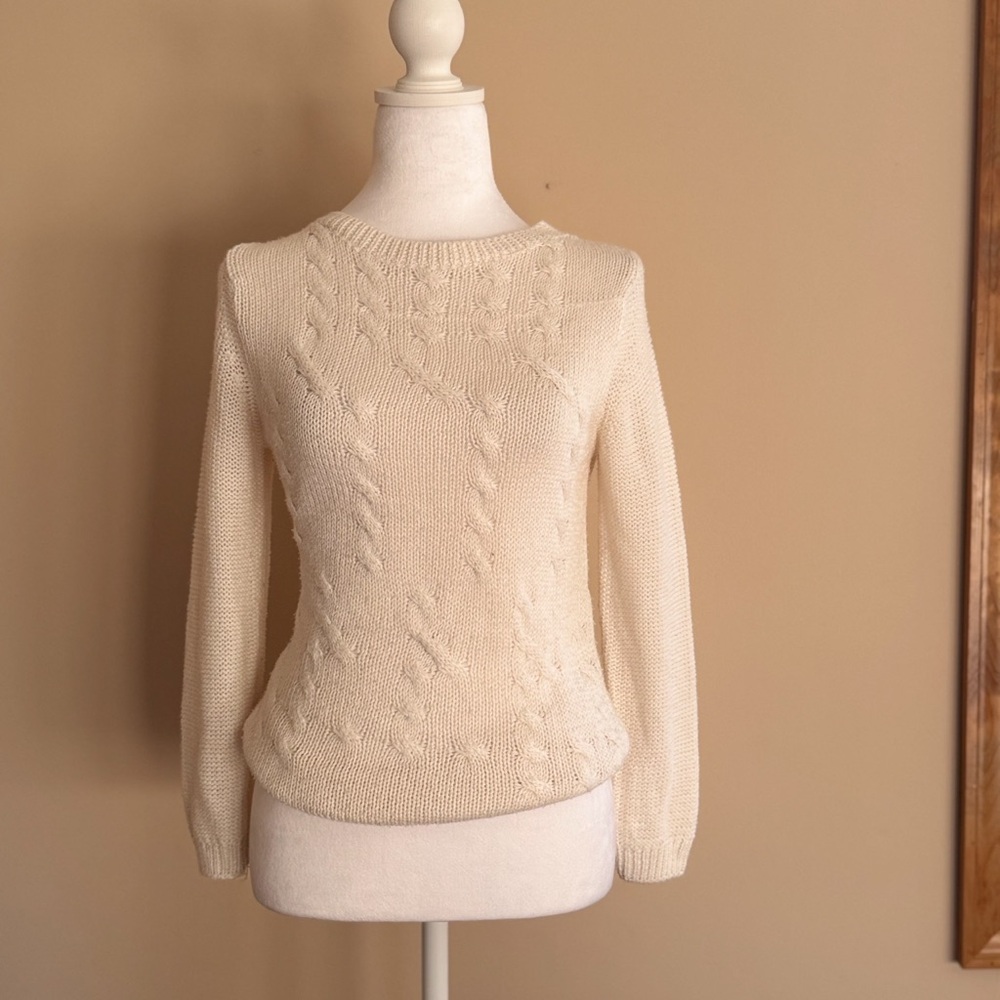 Elegant Cream Cable Knit Sweater